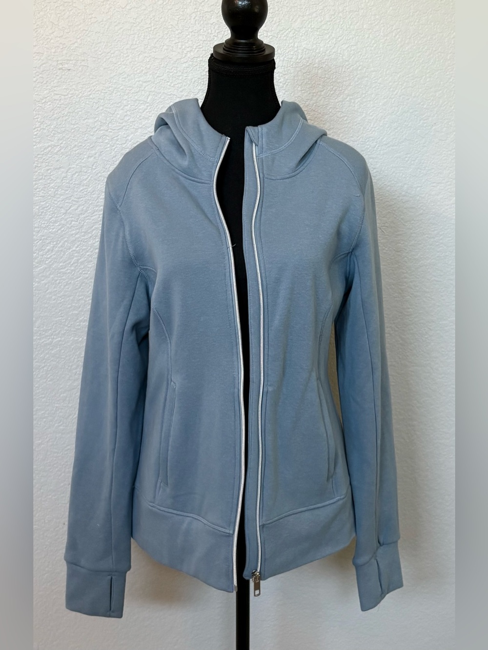 90Degree by Reflex Light Blue Hooded Zip-Up Sweatshirt Hoodie